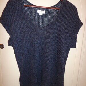 Velvet by Graham & Spencer V-Neck Stretch Knit Top XS Navy Raglan Cap Sleeve
